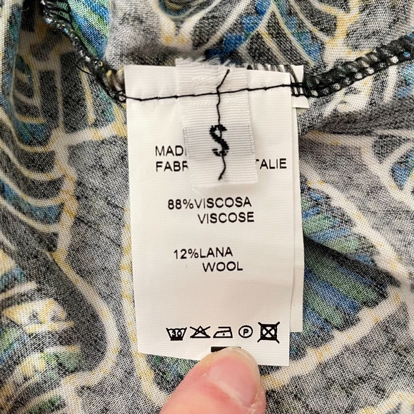 African Inspired Peacock Print Tunic Wool Blend Made In Italy, Size S - Picture 10 of 11